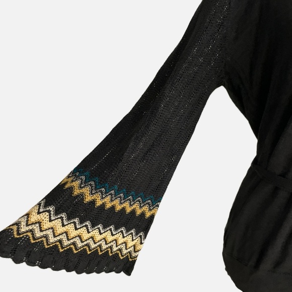 Nic & Zoe Silk Sweater Round Neckline Waist Tie Belt Knit Sleeves Large - Picture 5 of 8